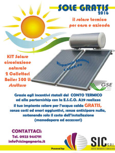 Offerta SOLARE TERMICO GRATIS grazie agli incentivi statali